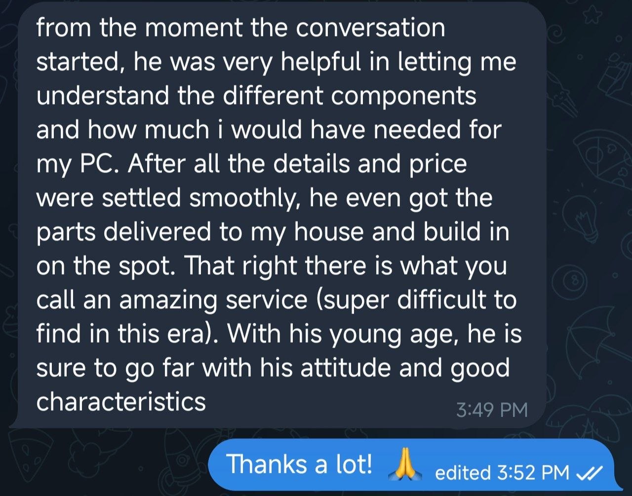 After-sales conversation screenshot 3